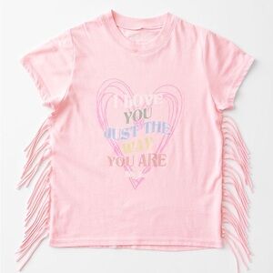 Buckle Pink Heart Fringe Kids T-Shirt
